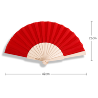 Éventail pliant en bois de 23 cm, surface en tissu, design uni, axe métallique, éventail portable pour la décoration de mariage et de fête