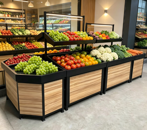 Étagère de présentation de fruits et <span class=keywords><strong>l</strong></span>égumes noire haute capacité - Idéale pour les supermarchés, les épiceries et les magasins d'aliments biologiques - Product Image 5