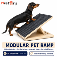 Rampe modulaire pour chiens et chats pour escaliers, réglable, en bois, sûre, pliable, rampe intérieure pour chien avec support triangulaire et patins antidérapants