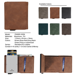 Cartera CardHoda de aluminio con bloqueo RFID para hombre, tarjetero corto de cuero, minimalista, con cierre plegable, para bolsillo frontal. - Product Image 4