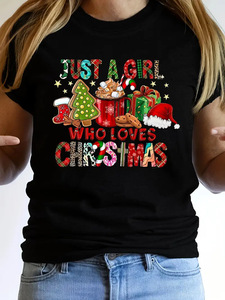 Magliette da <span class=keywords><strong>Donna</strong></span> in Poliestere 200G con Stampe Natalizie, Design DTF con Babbo Natale per T-shirt Natalizie - Product Image 3