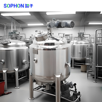 SOPHON 500L/1000L Cuve de mélange et d'agitation en acier inoxydable 304 pour produits chimiques, avec agitateur, fonction homogénéisation, dispersion et chauffage de liquides