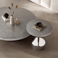 Gainsville Furniture table basse ronde en acrylique avec design en cristal et vagues, style moderne et clair