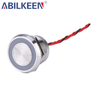 Sakelar Piezo Kepala Datar/Cekung/Miring 22mm Tipe Momentary/Latching Ring Luminous NO/NC/K untuk Kontrol Peralatan Industri