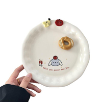 Ensemble de vaisselle en céramique créative et mignonne, dessin animé, simple, assiette à dessert en céramique 3D