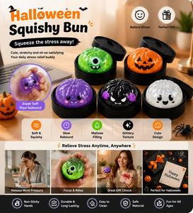 Jouet à presser en forme de boulette de maltose, cadeau d'Halloween, jouet sensoriel anti-stress souple avec cuiseur vapeur - Product Image 5