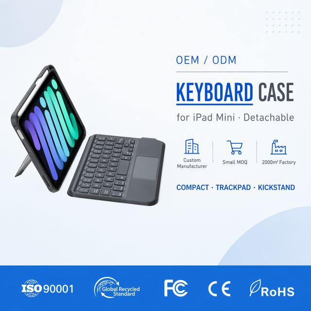 New High Quality Slim PU Leather Tablet Case with RGB Backlit Touchpad Keyboard for iPad Mini 6 8.3'' 2022 USB Type-C HL118