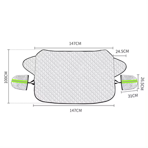Pare-neige de voiture à usage général Couverture d'hiver Protection universelle contre la <span class=keywords><strong>pluie</strong></span> et les UV Couverture de neige de pare-brise de voiture avec bandes réfléchissantes - Product Image 2