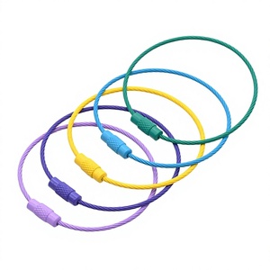 Anneau de porte-clés de câble de serrure de vis d'acier inoxydable enduit coloré de YIWANG - Product Image 1