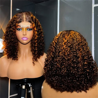 Parrucche Bob Corte con Riccioli Birmani Economiche, Parrucche Frontali in Pizzo HD con Capelli Umani, Parrucche Full Lace in Capelli Umani all'Ingrosso per Donne Nere