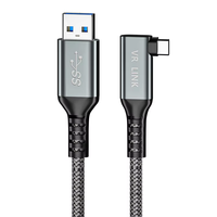 Cable de Carga Rápida USB 3.2 Tipo C de Alta Gama, 3A, Aleación de Aluminio, Revestimiento de Nailon, Ángulo Recto, Extensible