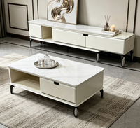 Ensemble meuble TV et table basse moderne et épuré pour petits appartements, design raffiné, meuble d'appoint sur pied