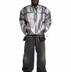 แจ็คเก็ตหนังแท้ มีช่องซิปด้านใน สไตล์เรซซิ่ง หรูหรา แบบยูนิเซ็กซ์ หนังทำสีซีด แจ็คเก็ตหนังผู้ชาย ทรงโอเวอร์ไซส์ สไตล์ไบค์เกอร์ รุ่น 24SS แจ็คเก็ตนักแข่ง - Product Image 1