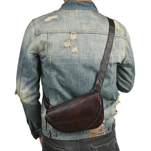 Vintage Brown Leather Crossbody Bag Men's Large Capacity Shoulder Bag High Quality <b>Top</b> Grain Cowhide <b>Distressed</b> Design Everyday - Product Image 3