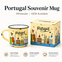 Mug à café en céramique souvenir touristique de la ville du Portugal avec bordure OEM ODM personnalisé en gros
