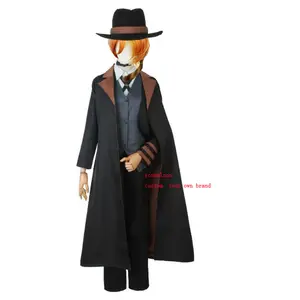 ecowalson Bungou Stray Dogs Nakahara Chuuya Cosplay Costume with Hat Wig Men Women Anime Outfits