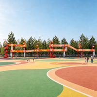 Structure de jeu à baldaquin thématique avec tour d'escalade haute et double toboggan spiralé, équipement de jeu extérieur pour enfants pour parcs d'attractions et centres de villégiature