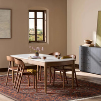 Table à manger réglable en bois massif haut de gamme, durable et écologique, Kamal Arts, 6 places, design moderne, appartement, hôtel