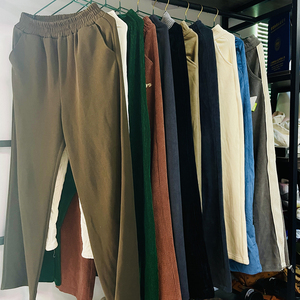 <span class=keywords><strong>Ropa</strong></span> de segunda mano de pana usada, pantalones de pierna ancha con cordón, pantalones de moda de cintura alta, pantalones informales holgados Y2k - Product Image 3