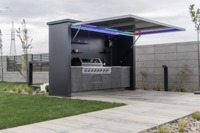 Abri de cuisine extérieur de luxe en conteneur pour parc, design écologique, noir, à vendre