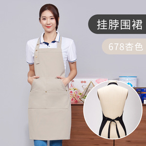 Delantal de lona gruesa ajustable con correa para el cuello, impermeable, a prueba de aceite, unisex, con logotipo personalizable para restaurantes y hoteles - Product Image 4