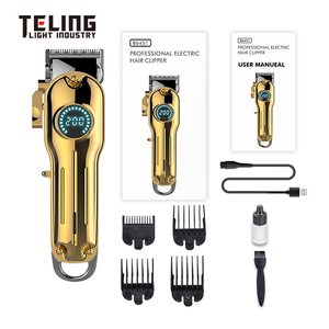 Professionnel hommes barbier tondeuse à cheveux métal sans fil <span class=keywords><strong>Salon</strong></span> homme tondeuse batterie au Lithium acier inoxydable électrique LCD affichage tout - Product Image 2