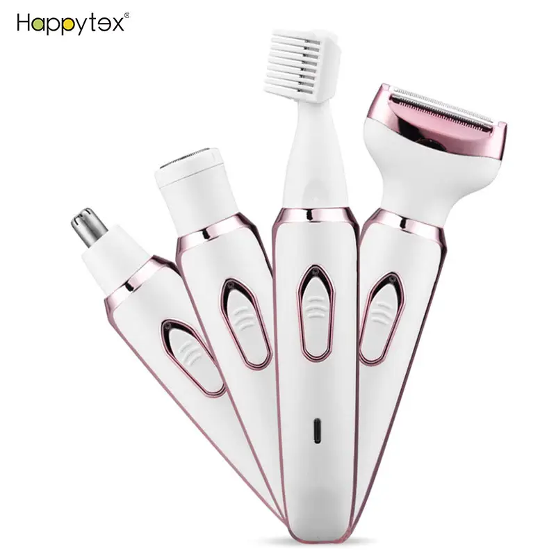 Rechargeable Hair Epilator Waterproof Electric Wet Dry Lady Shaver 4 in One Wet and Dry Hair Removal for Face Legs Underarm Nose