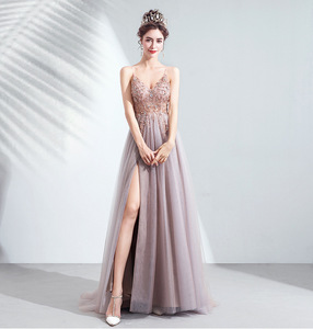 Abito da Sposa Nuovo Stile per Cena, Riunione Annuale, Sfilata con Spacco Alto da Sera - Product Image 4