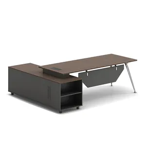 Modern Design Office Furniture Executive Office Desk L Shape With Aluminum Alloy Y Type Legs