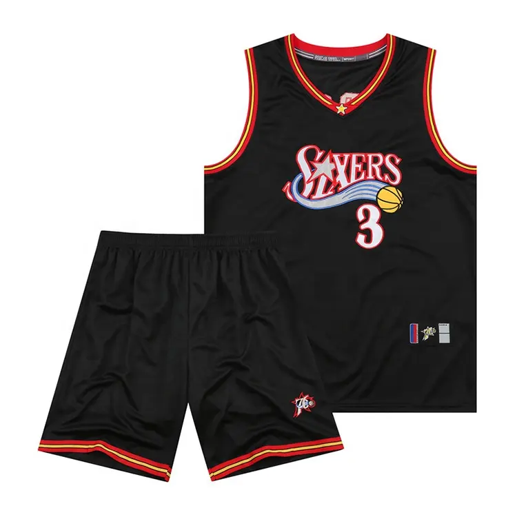 SDB-137-Maillot de basket-ball à imprimé vierge et sublimation pour hommes, édition classique Allen Iverson brodé bleu marine