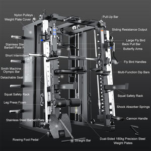 Smith Machine Comprehensive Trainer, équipement <span class=keywords><strong>de</strong></span> fitness commercial à structure en porte-à-faux, <span class=keywords><strong>banc</strong></span> <span class=keywords><strong>de</strong></span> squat multifonctionnel en acier pour usage domestique - Product Image 2