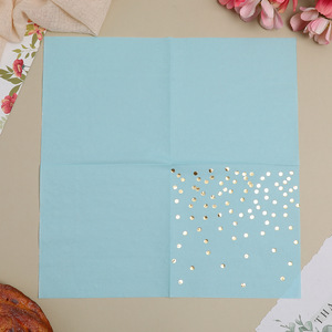 Hanlin Paper Napkin 330mmx330mm Gold Dots Blue Disposable For <b>Wedding</b> Party - Product Image 2