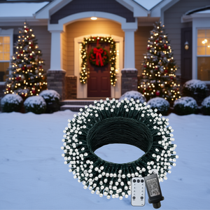 Guirlande lumineuse de Noël extérieure de 197 pieds (580 LED), étanche, avec télécommande, 8 modes, minuterie, pour décorations de porte, de jardin et de fête - Product Image 2