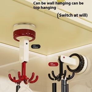 Cốc hút móc nhà bếp Sáu-Claw quay móc Punch-Miễn phí muỗng lưu trữ treo tường giá cho phòng khách móc áo móc - Product Image 3