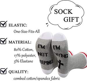 High Black Crew Christian Faith «<span class=keywords><strong>Je</strong></span> ne dors pas, <span class=keywords><strong>je</strong></span> prie» Logo Casual High-Cut Woven Pastor Appréciation Emballage cadeau - Product Image 6