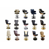 Tabouret de bar moderne réglable en cuir à dossier haut avec repose-pieds, structure en acier, pivotant à 360°, vérin à gaz BIFMA, pour usage commercial, hôtelier, domestique, bar et gaming