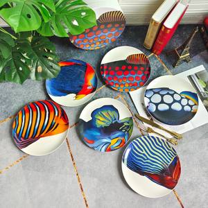 Assiette Plate Haut de Gamme Exquise en Porcelaine Fine Écologique pour Cuisine Occidentale, Motif Soleil Lune Étoile, 10 Pouces, Coffret Cadeau - Product Image 4