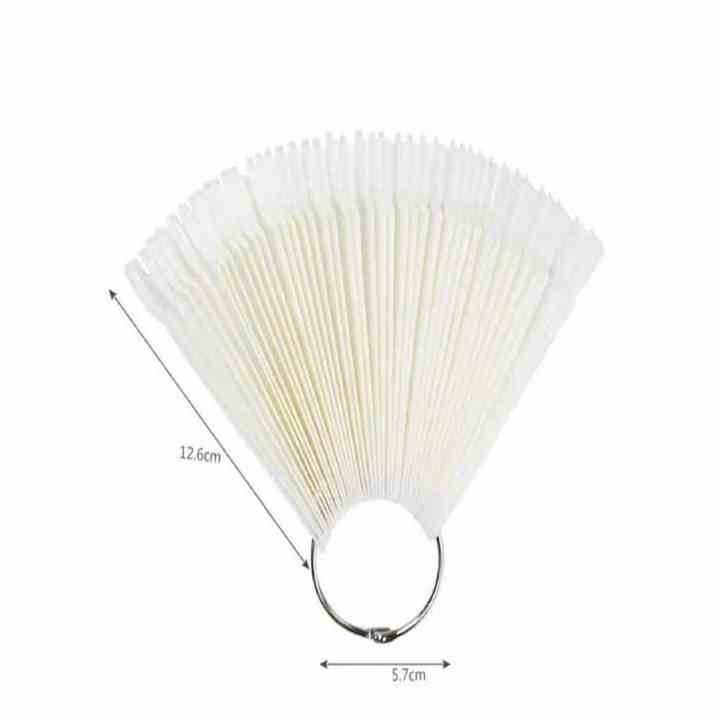 Square-Shaped Fan-Style Nail Swatches 50 Standard-Sized Pieces Displaying Nail Colors Techniques Available Two Colors Crystal