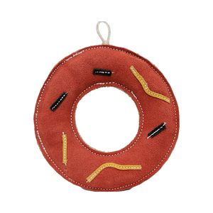 Jouet pour chien en corde en peluche durable écologique de l'exportateur indien Nouveau design de beignet en cuir suédé Tissu de jute biologique Noix de coco - Product Image 1