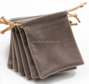 Sacs à cordon personnalisés en velours gris pour bijoux - Product Image 2