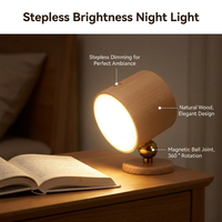 Lampe de table sans fil rechargeable en bois avec haut-parleur Bluetooth, veilleuse LED magnétique à commande tactile et intensité réglable pour la décoration intérieure