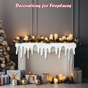 Manta de nieve <span class=keywords><strong>falsa</strong></span> de <span class=keywords><strong>Navidad</strong></span> de 14*47 pulgadas, rollo de manta de <span class=keywords><strong>chimenea</strong></span> de nieve Artificial de carámbano, manta de cubierta de nieve de carámbano - Product Image 6