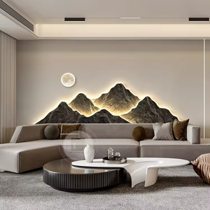 100*35CM Tableau Mural <span class=keywords><strong>en</strong></span> Porcelaine Cristal Luxe Léger Paysage de <span class=keywords><strong>Montagne</strong></span> Moderne <span class=keywords><strong>en</strong></span> Verre avec LED Décoration Murale pour Salon - Product Image 5