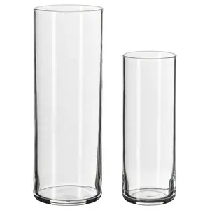 Wholesale Homeware Cheap Clear Elegant Cylinder Customized Glass Vase For Decoration