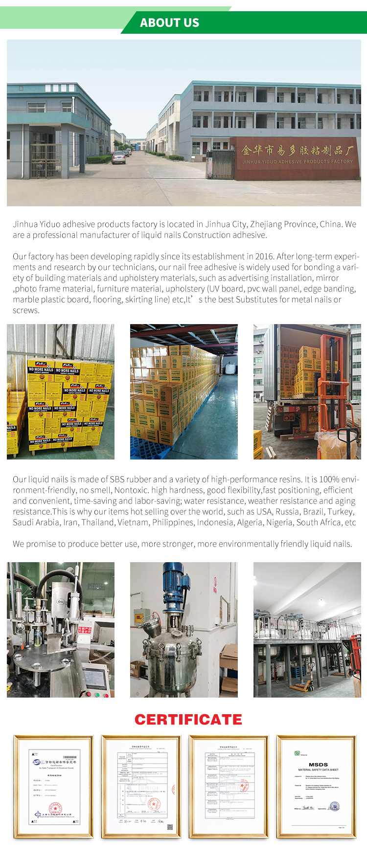 Transparent neutral fix all top bond elastic no more nail construction glue with screw top