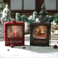 레드 산타 크리스마스 트리 TV 소용돌이 노래 물 빛나는 크리스마스 랜턴 스노우 글로브