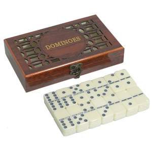 Jeu de <span class=keywords><strong>dominos</strong></span> en <span class=keywords><strong>bois</strong></span> sculpté creux, 28 tuiles de <span class=keywords><strong>dominos</strong></span> double six en ivoire, jeu de table de voyage, cadeau pour adultes et famille - Product Image 2