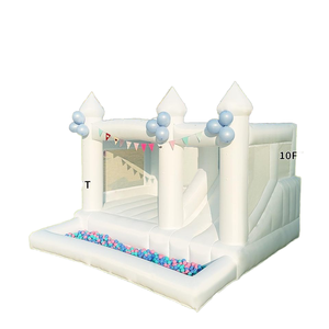 Château gonflable blanc de 13 x 13 pieds avec fosse et toboggan, pour les fêtes d'<span class=keywords><strong>anniversaire</strong></span> en intérieur et en extérieur, décorations de mariage, location pour entreprises - Product Image 3