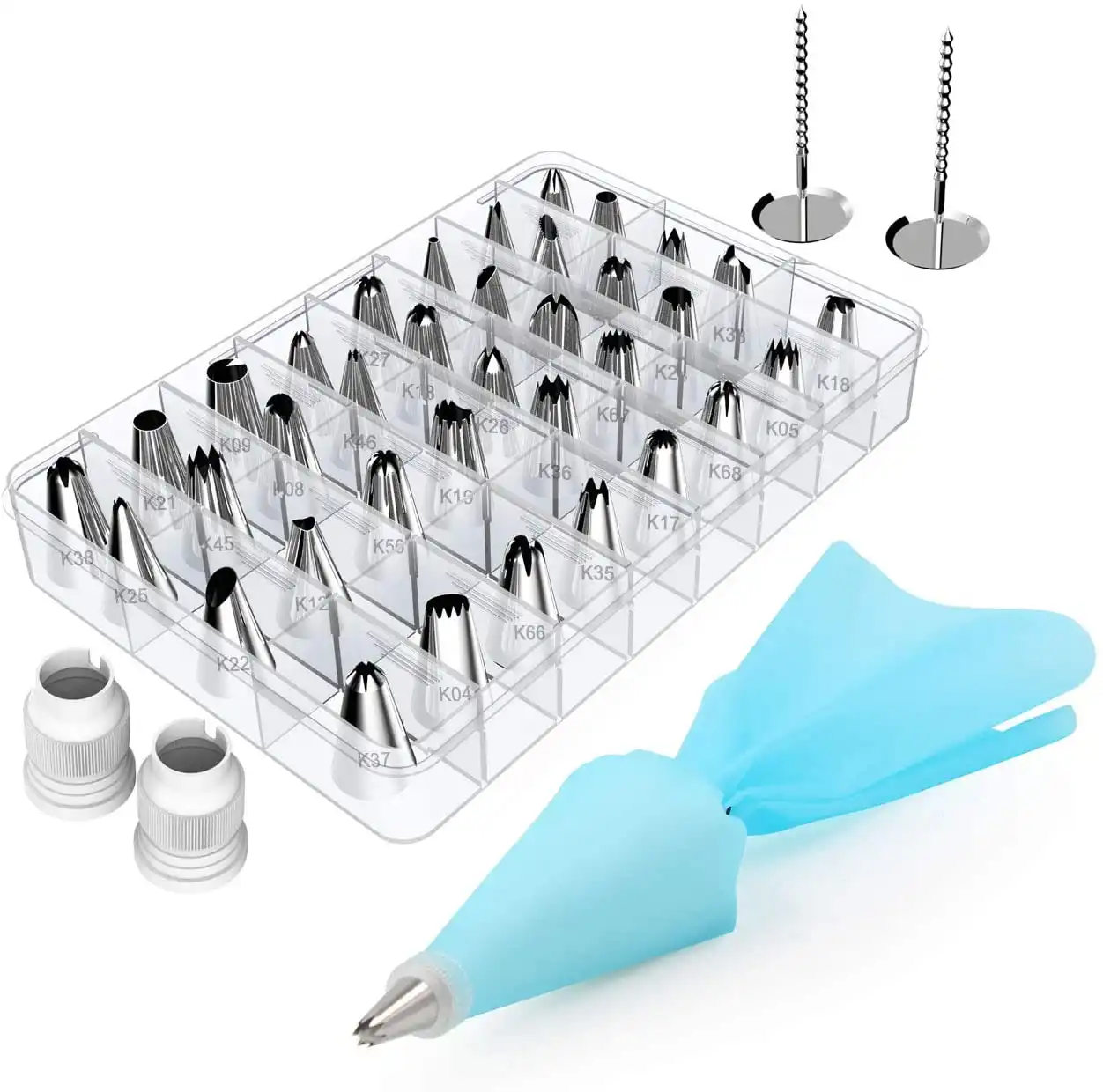 DUMO 42Pcs Cake Tools Stainless Steel Icing Pipe Nozzle Silicone Pastry Bag Piping Cake Decorating Supplies Kitchen Accessories
