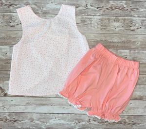 GSSO3193 Vente en gros personnalisée Petite fille rose petites fleurs tenues d'été manches courtes Ensemble de vêtements pour enfants - Product Image 1